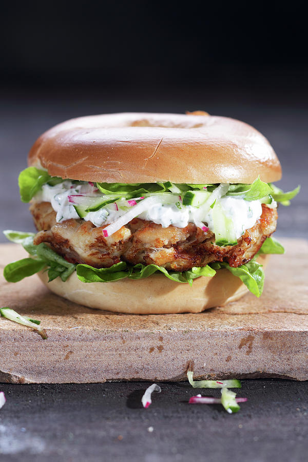 A Pulled Chicken Bagel close-up Photograph by Frank Weymann - Fine Art ...