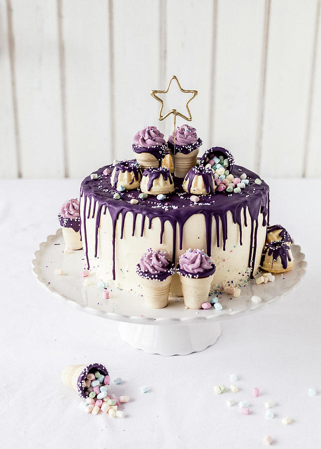 A Purple Drip Cake Photograph by Emma Friedrichs