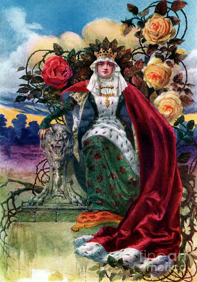 A Queen Of Roses, 1908-1909.artist Jh Drawing by Print Collector