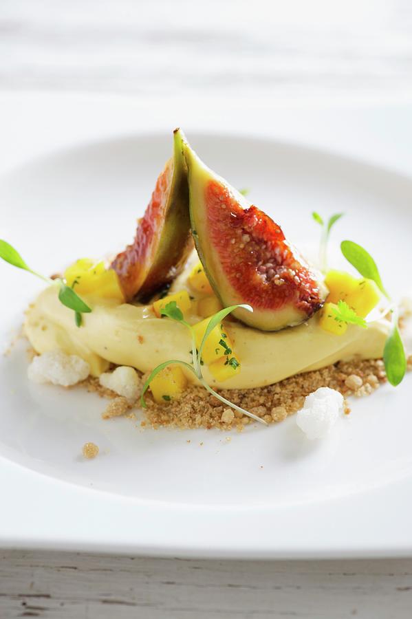 A Quenelle Of Yoghurt With Figs And Mango Photograph by Nitin Kapoor