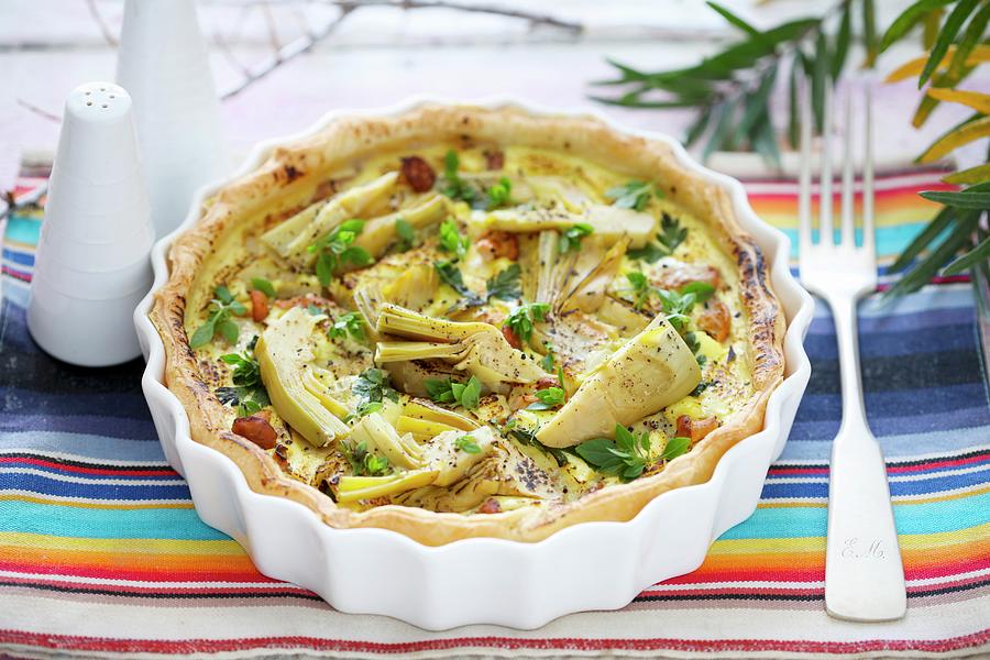 A Quiche With Artichokes And Herbs Photograph by Boguslaw Bialy