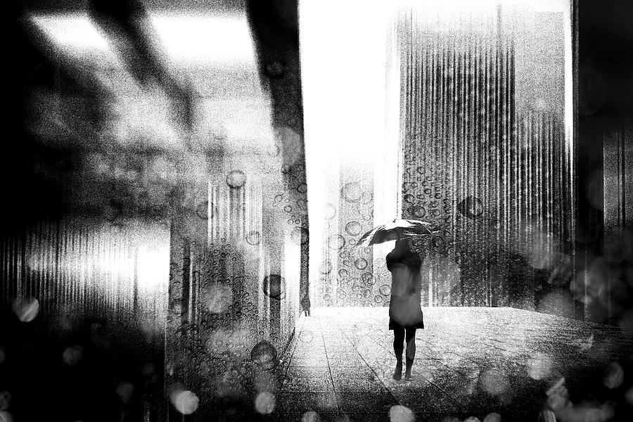 Black And White Photograph - A Raining Day In Berlin by Stefan Eisele