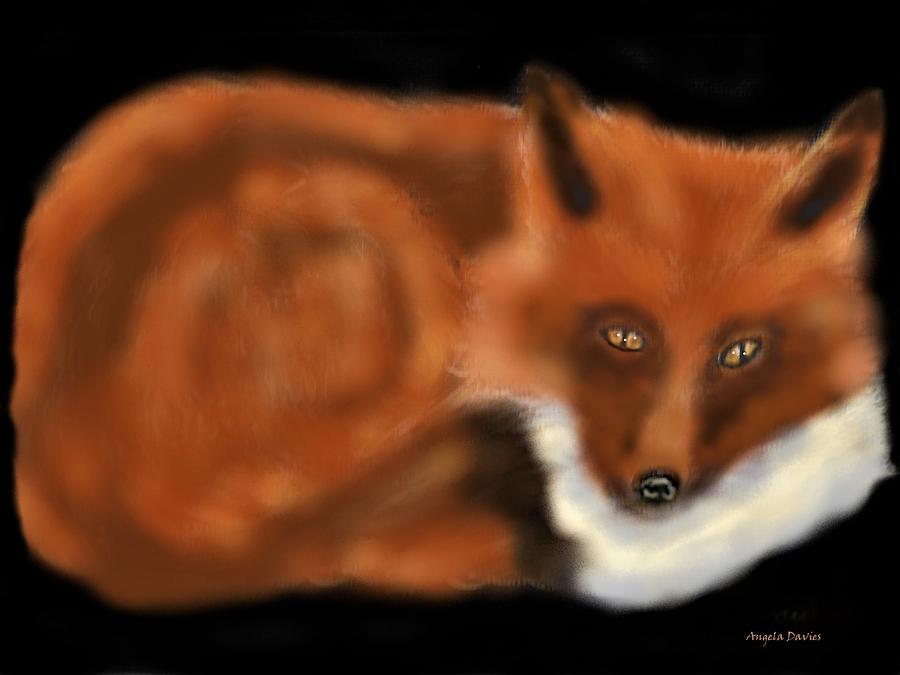 A Rainy Day Fox Painting by Angela Davies