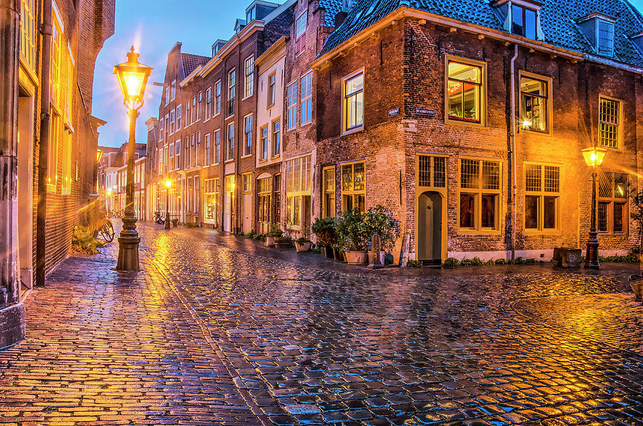 A Rainy Night in Leiden Photograph by Frans Blok
