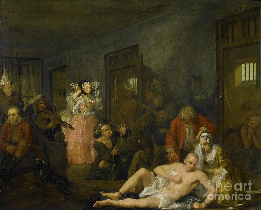 A Rakes Progress Viii: The Rake In Bedlam, 1733 Painting by William Hogarth