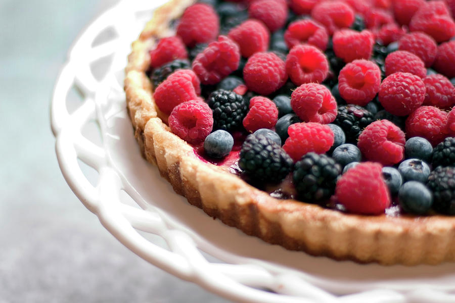 A Raspberry And Blackberry Tart Photograph by Sf foodphoto