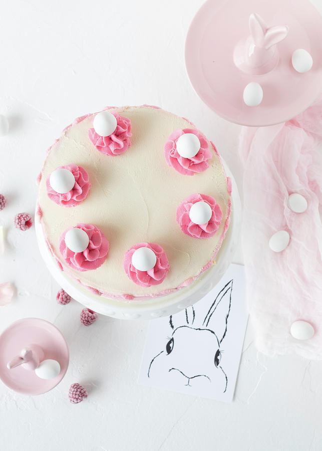 A Raspberry And Yoghurt Easter Cake Photograph by Emma Friedrichs