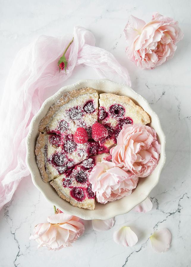 A Raspberry Tart With Roses Photograph by Emma Friedrichs