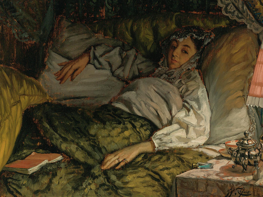 Portrait Painting - A Reclining Lady by James Tissot