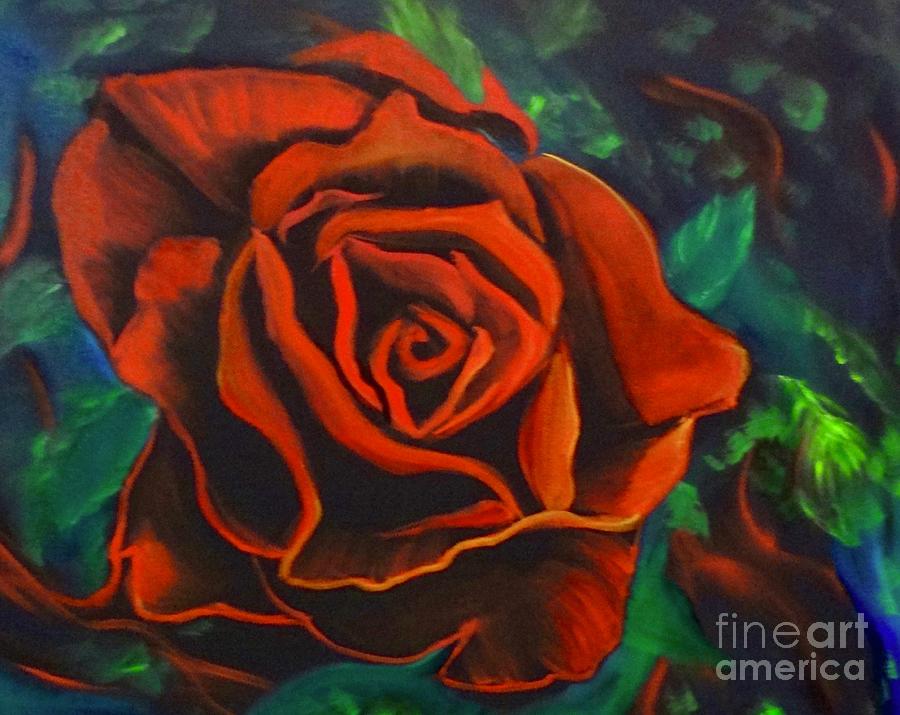 A Red Rose Painting by Jenny Lee