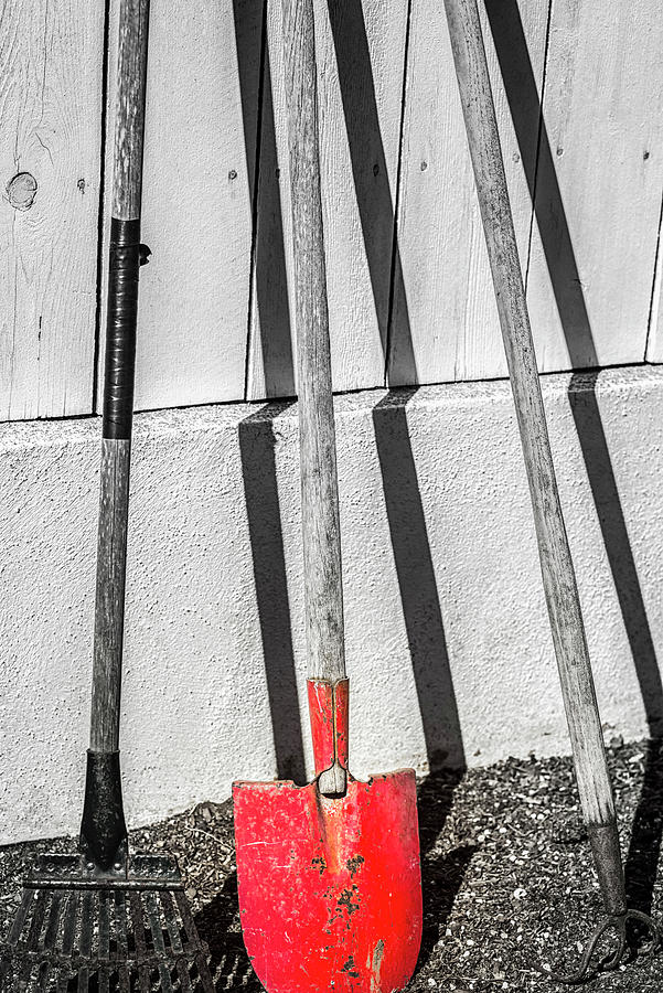Shovel Photograph - A Red Shovel by Joseph S Giacalone
