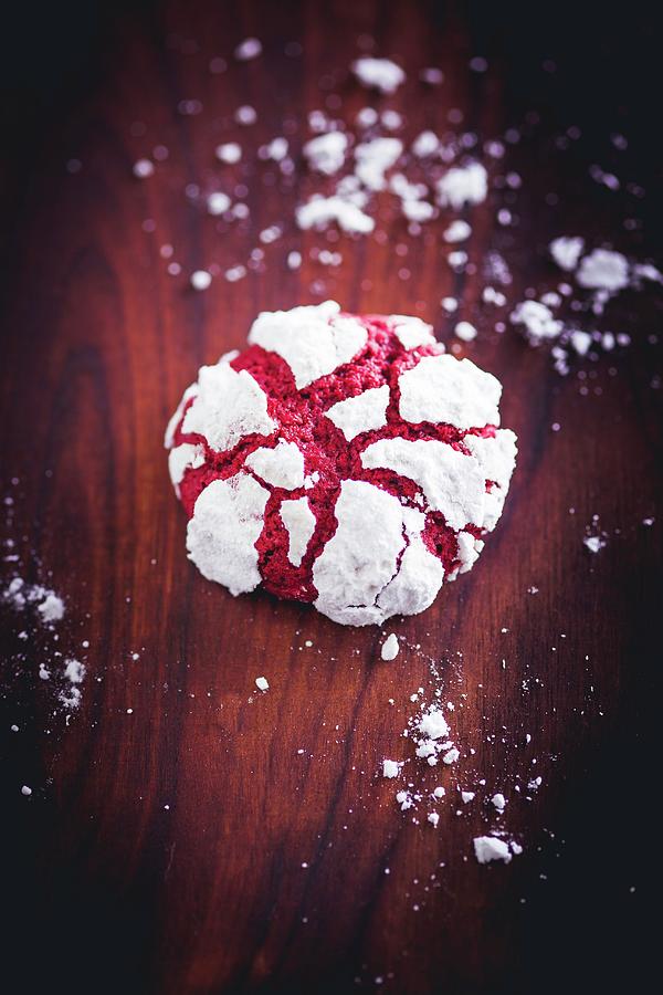 A Red Velvet Crinkle Cookie Photograph by Eising Studio