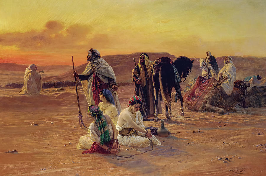 Camel Painting - A rest in the Desert, 1903 by Otto Pilny