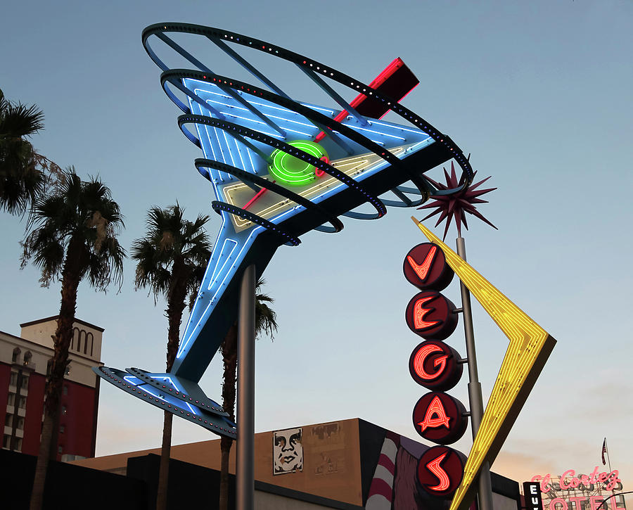 A Restored Vintage Vegas And Martint Sign, Fremont East District Photograph