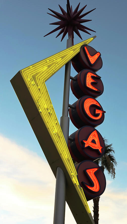 Vintage Photograph - A Restored Vintage Vegas Sign, Fremont East District, Las Vegas, by Derrick Neill