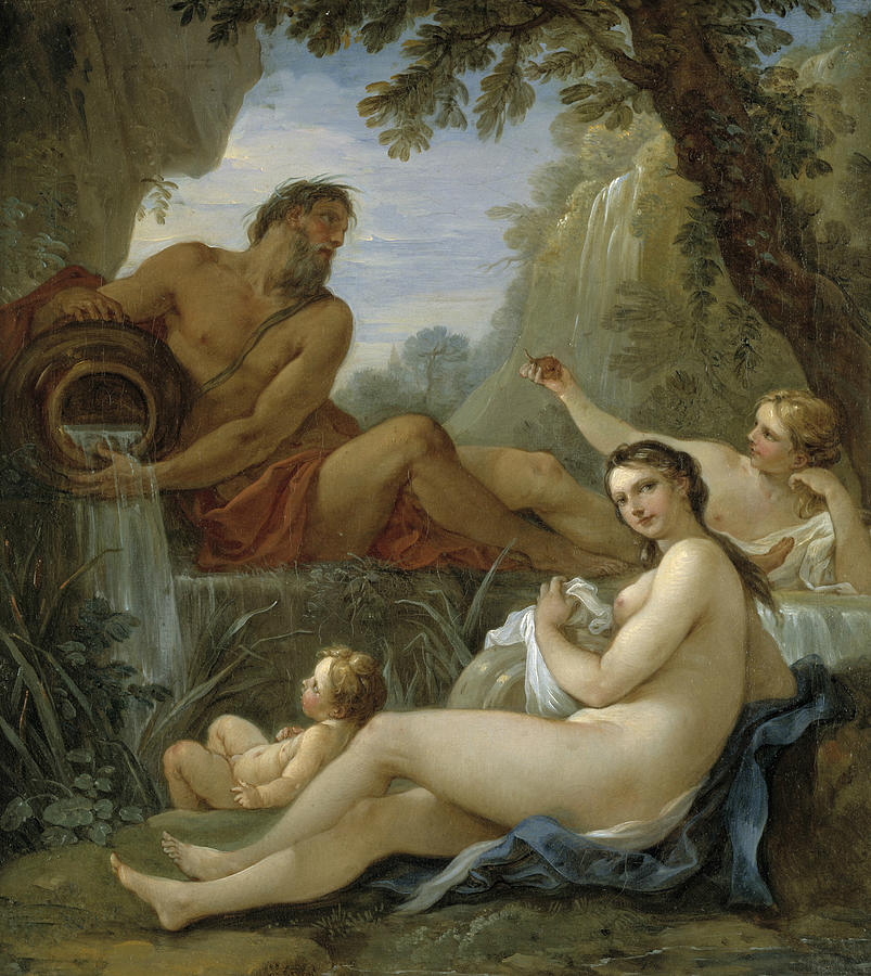 A River and a Fountain Nymph Painting by Charles-Joseph Natoire