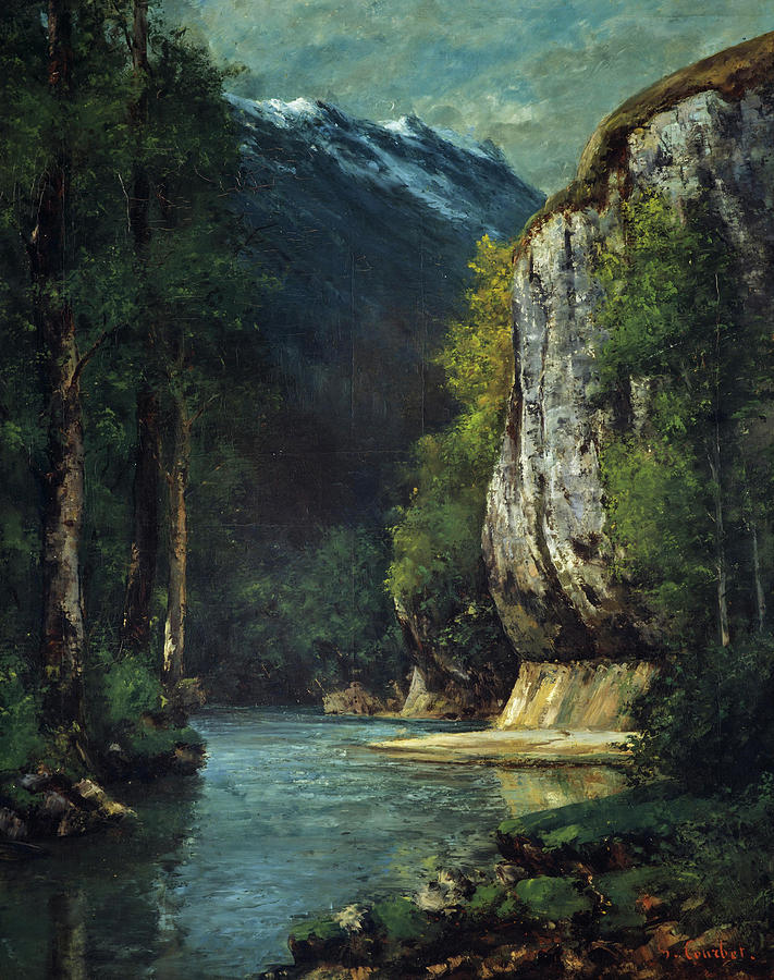 Gustave Courbet  Painting - A River in a Mountain Gorge, 1864 by Gustave Courbet