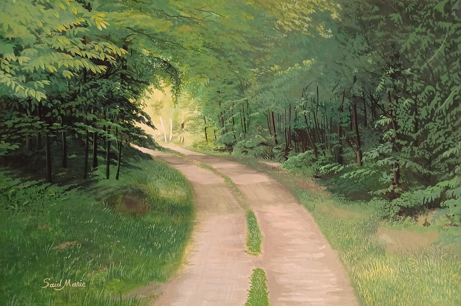 Road Painting - A road in the forest by Said Marie Road Painting - A road in the forest by Said Marie