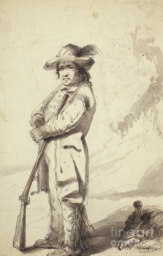 A Rocky Mountain Trapper, Bill Burrow, C.1837 Painting by Alfred Jacob Miller