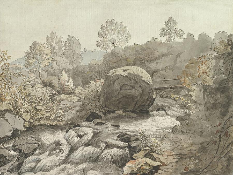 Tree Drawing - A Rocky Stream, Italy by Samuel Woodforde