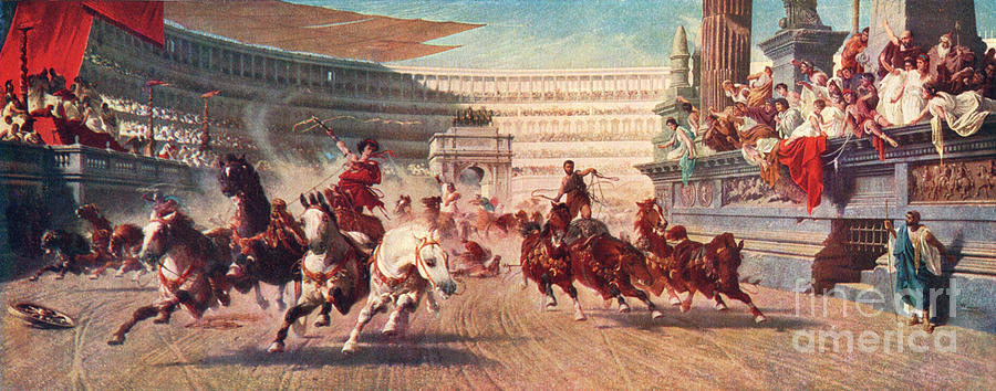 A Roman Chariot Race, The Circus Drawing by Print Collector
