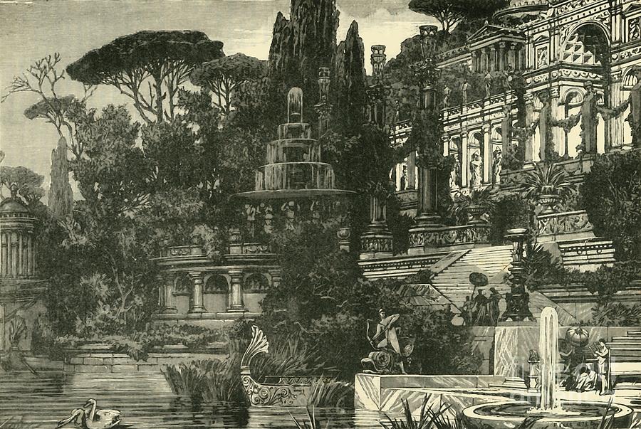 A Roman Villa Drawing by Print Collector - Fine Art America