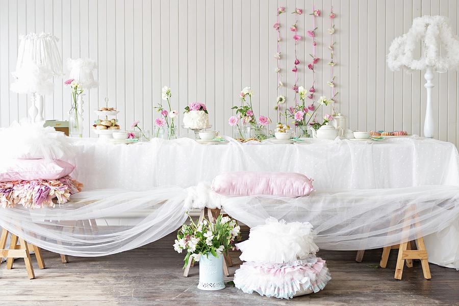 A Romantic Buffet With Cake And Biscuits Photograph by Cecilia Mller