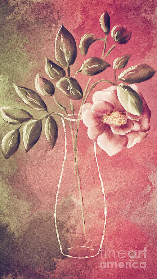 A Rose In A Vase Digital Art by Lois Bryan