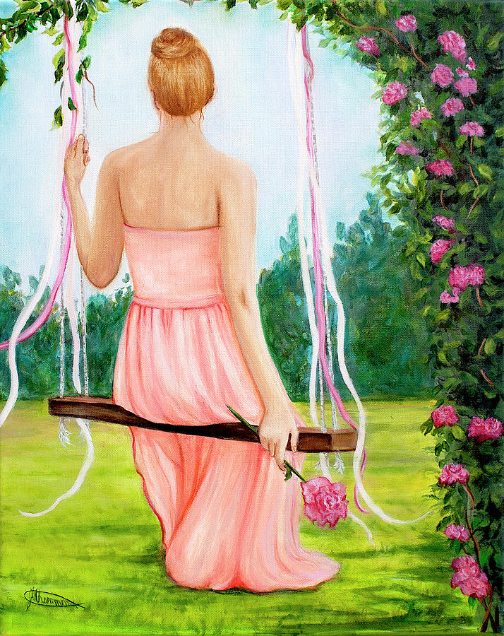 Woman In Garden Painting - A Rose in Your Garden by Jeanette Sthamann