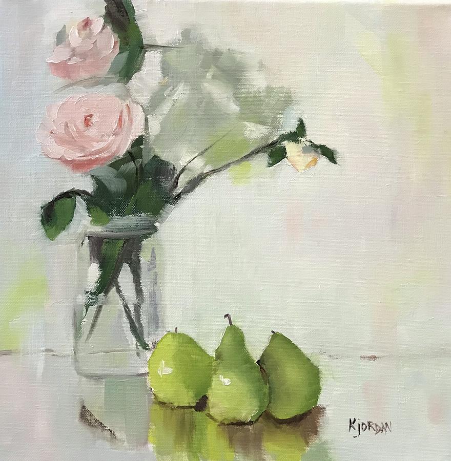 Roses Painting - A Rose Of A Pear by Karen Jordan Roses Painting - A Rose Of A Pear by Karen Jordan
