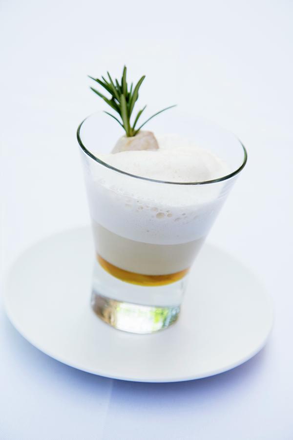 A Rosemary Cappuccino With A Rabbit Skewer Photograph by Michael Wissing