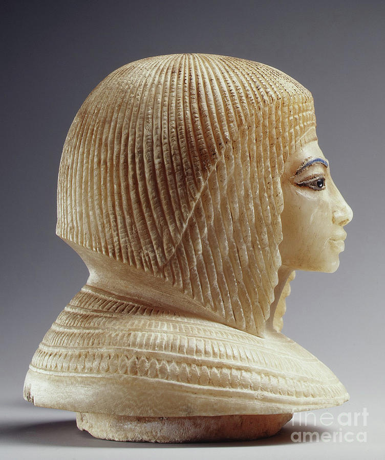 A Royal Womans Head Travertine, Blue Glass, Obsidian Photograph by Egyptian 18th Dynasty