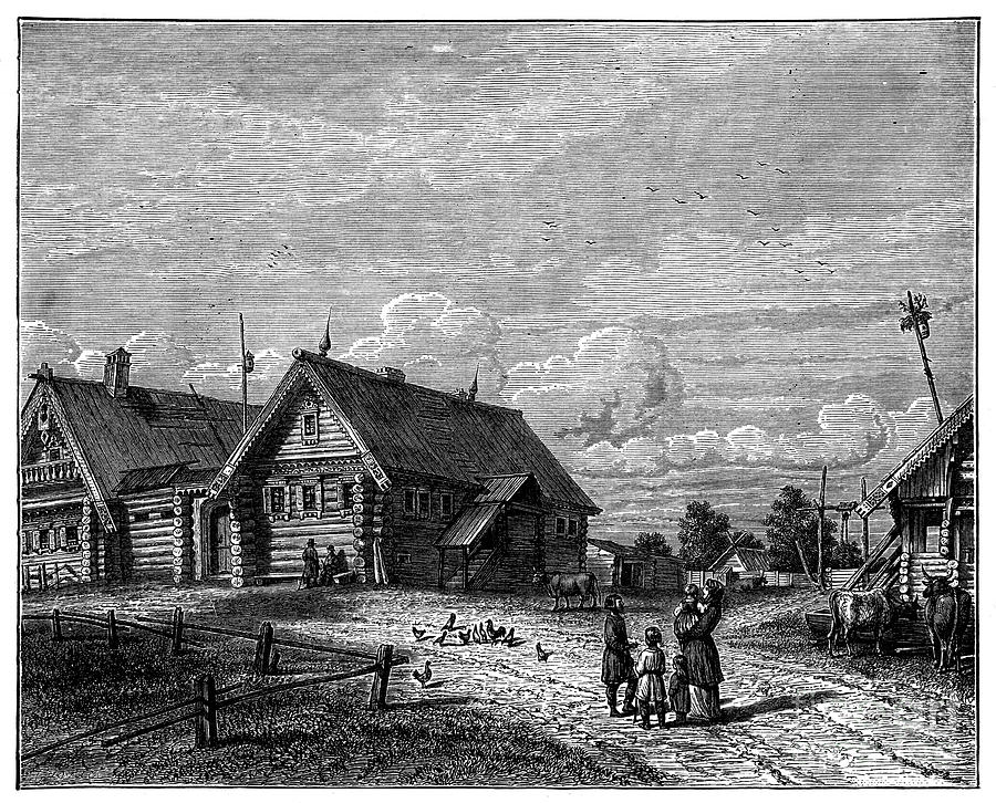 A Russian Village In The Southern Drawing by Print Collector
