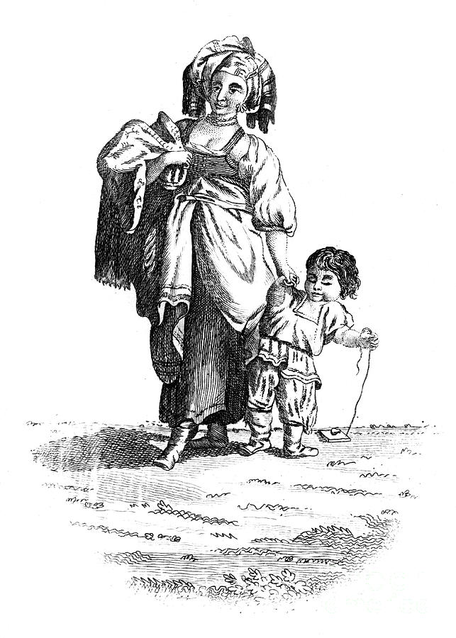 A Russian Woman, 19th Century Drawing by Print Collector A Russian Woman, 19th Century Drawing by Print Collector