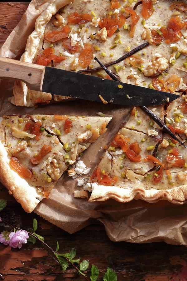 A Rustic Apricot Tart With Vanilla And Walnuts Photograph by Frank Weymann