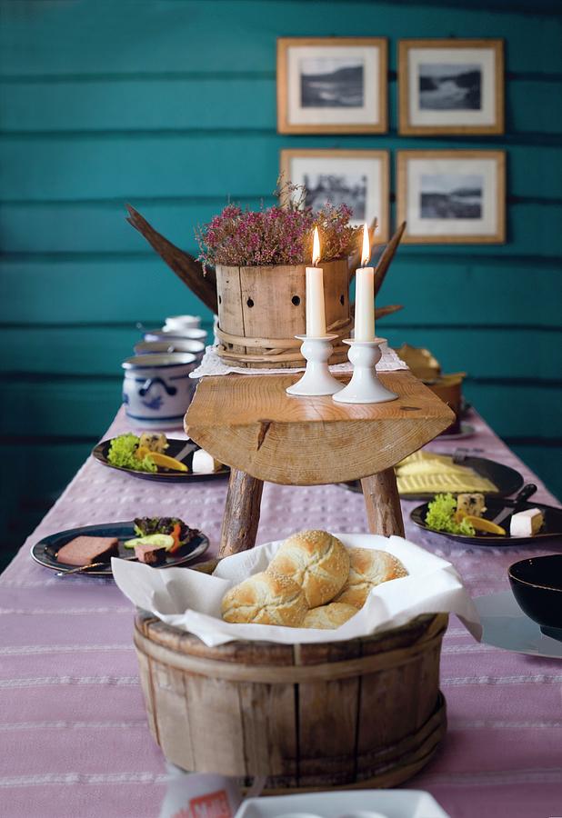 A Rustic Breakfast Buffet In A Hotel In Norway Photograph by Jalag ...