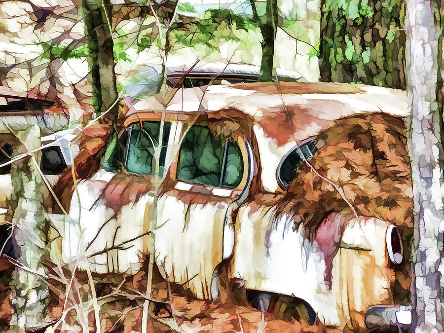 A rusty abandoned Car Painting by Jeelan Clark