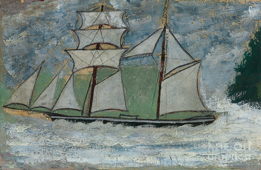 A Sailing Ship Drawing by Alfred Wallis