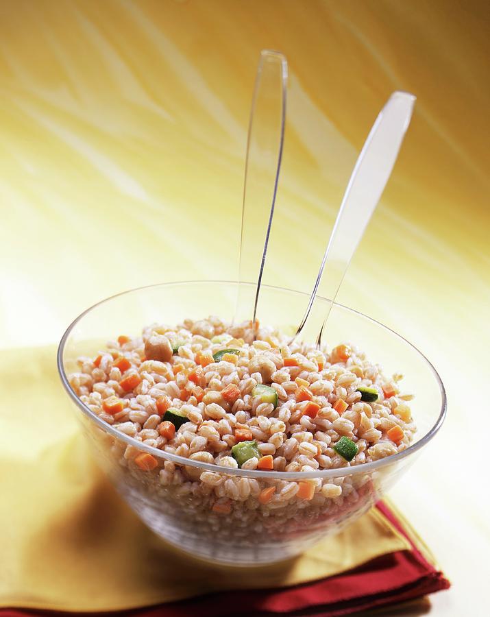 A Salad Of Pearl Barley With Chickpeas And Vegetables Photograph by Blueberrystudio