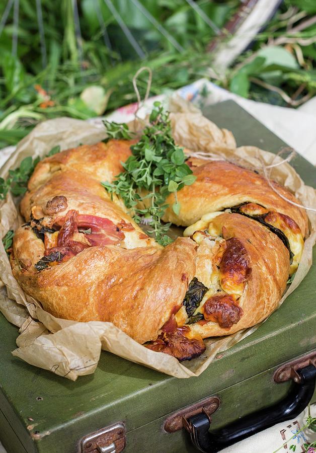 A Savoury Bread Wreath For A Picnic Photograph by Great Stock!