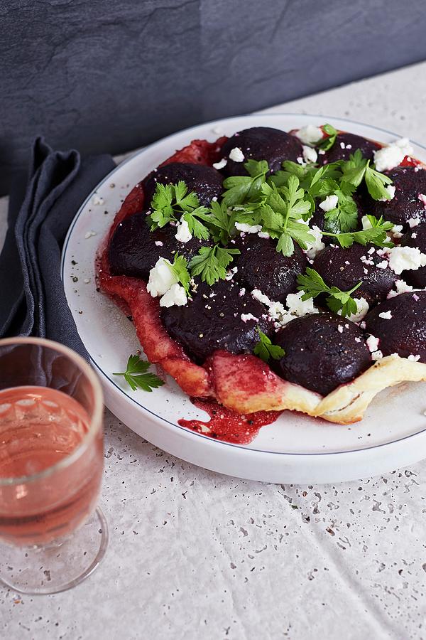 A Savoury Tarte Tatin With Beetroot, Feta Cheese And Parsley Photograph by The Stepford Husband