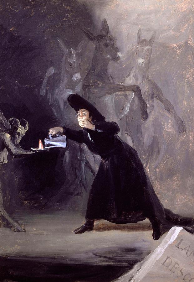 A Scene from El Hechizado por Fuerza -The Forcibly Bewitched- c.1797-1798. FRANCISCO DE GOYA . Painting by Francisco de Goya -1746-1828-