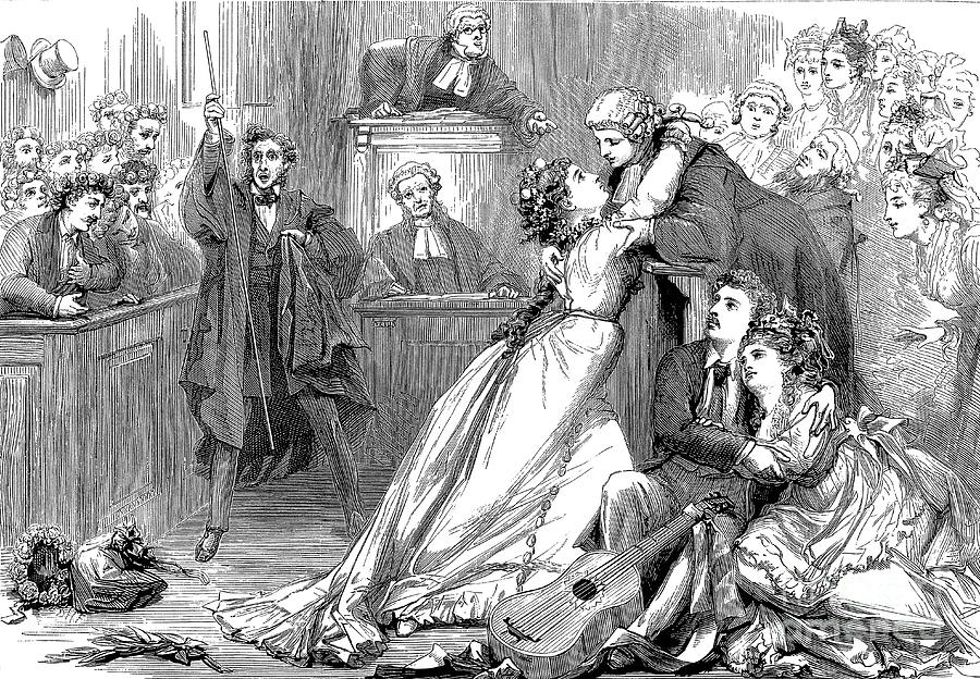 A Scene From Trial By Jury, 1875 Drawing by Heritage Images
