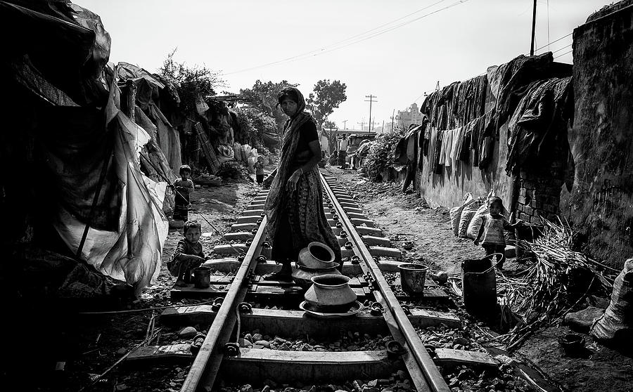 Railway Photograph - A Scene Of Life On The Train Tracks - Bangladesh by Joxe Inazio Kuesta