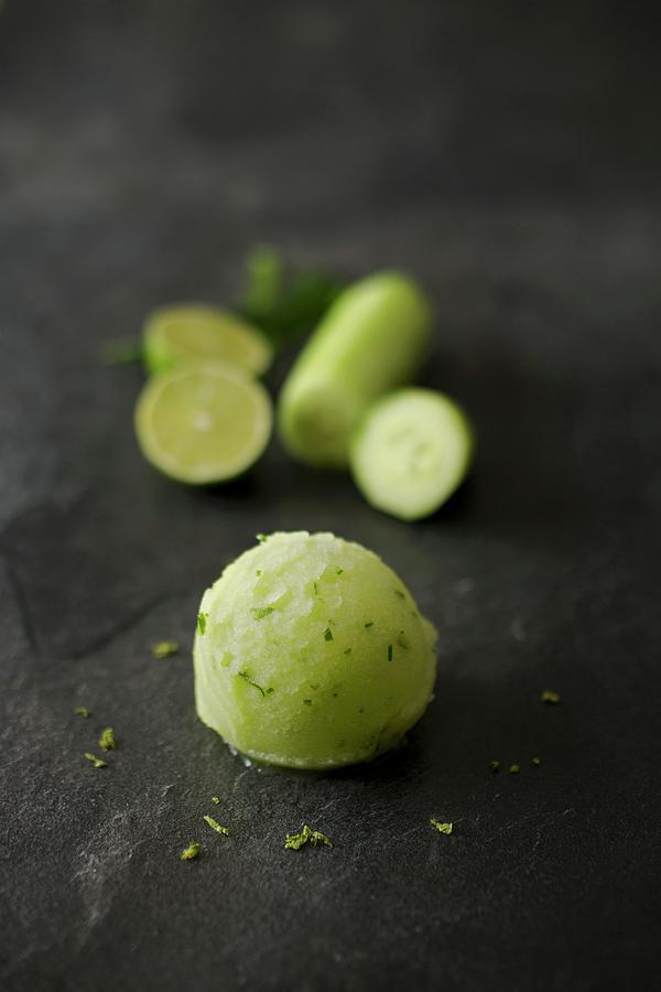 A Scoop Of Cucumber And Lime Sorbet Photograph by Jan Wischnewski