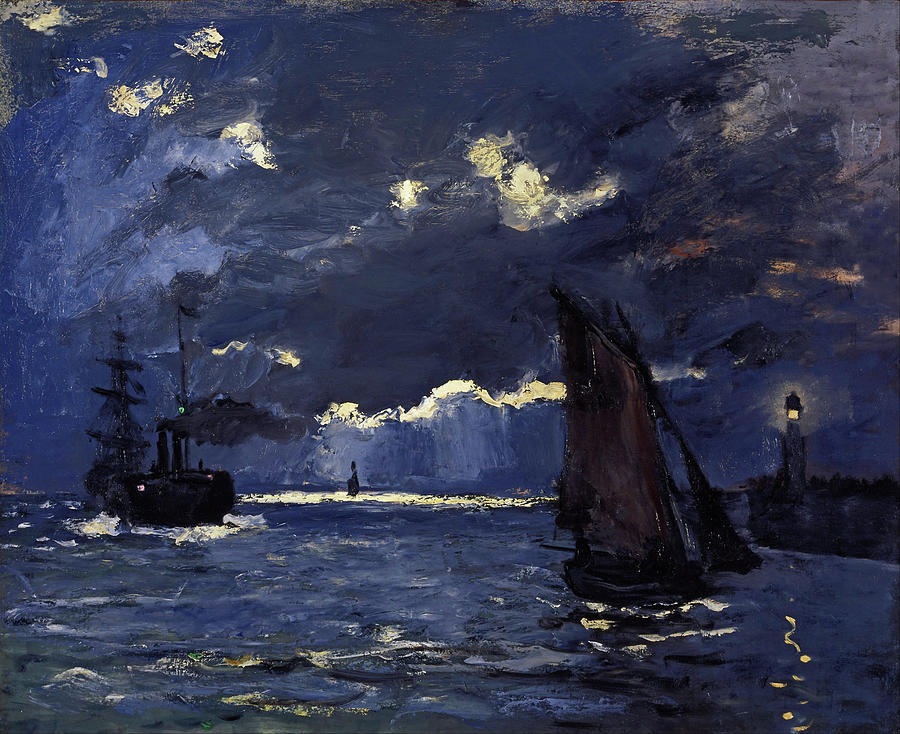 Claude Monet Painting - A Seascape, Shipping By Moonlight - Digital Remastered Edition by Claude Monet Claude Monet Painting - A Seascape, Shipping By Moonlight - Digital Remastered Edition by Claude Monet