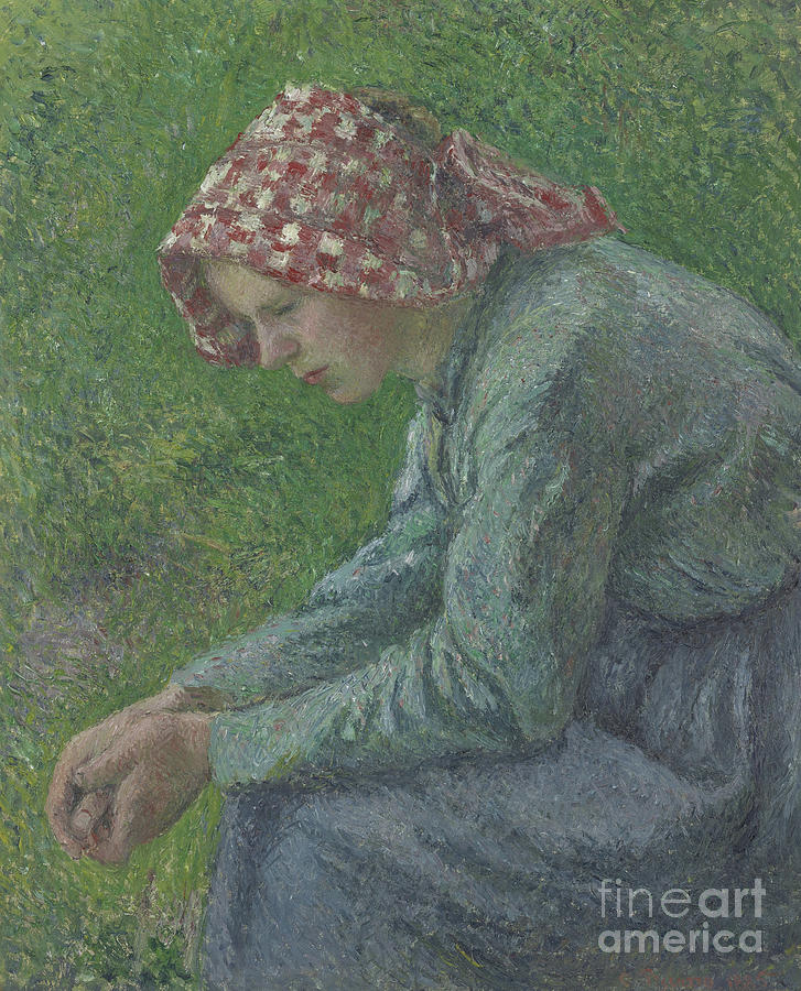 A Seated Peasant Woman, 1885 Painting by Camille Pissarro