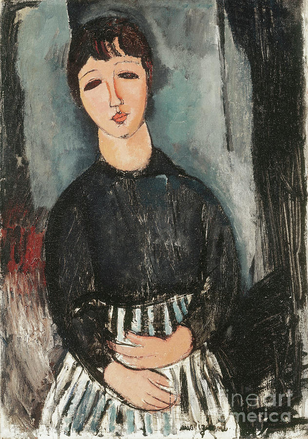 A Servant In A Striped Apron, 1916 Painting by Amedeo Modigliani