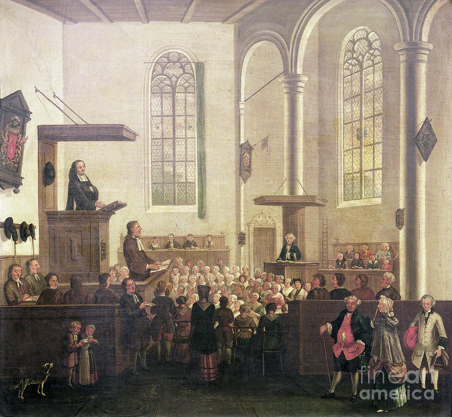 A Service In Old Cripplegate Church Painting by English School