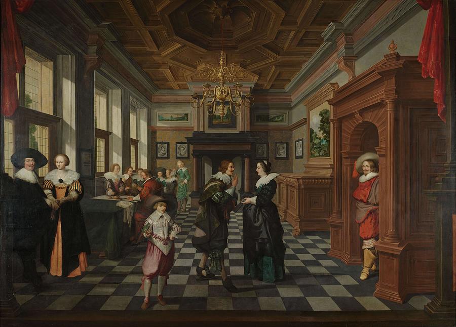 A Seven-Part Decorative Sequence An Interior. Painting by Dirck van Delen